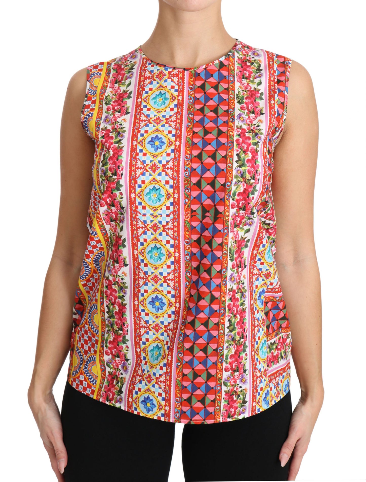 Dolce & Gabbana Carretto Print Tanktop aus reiner Baumwolle