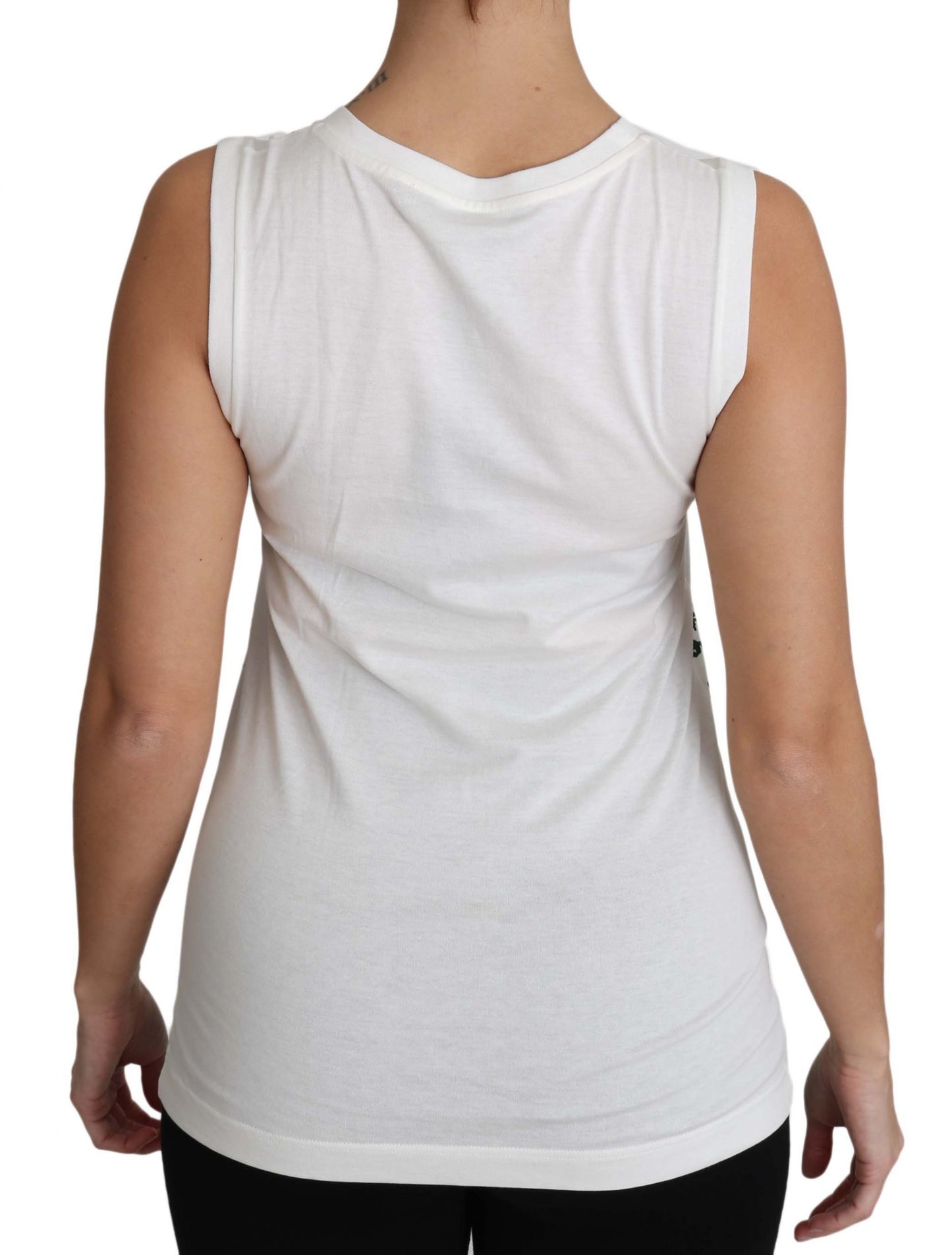 Dolce &amp; Gabbana Elegant White Sleeveless Cotton Silk Shirt