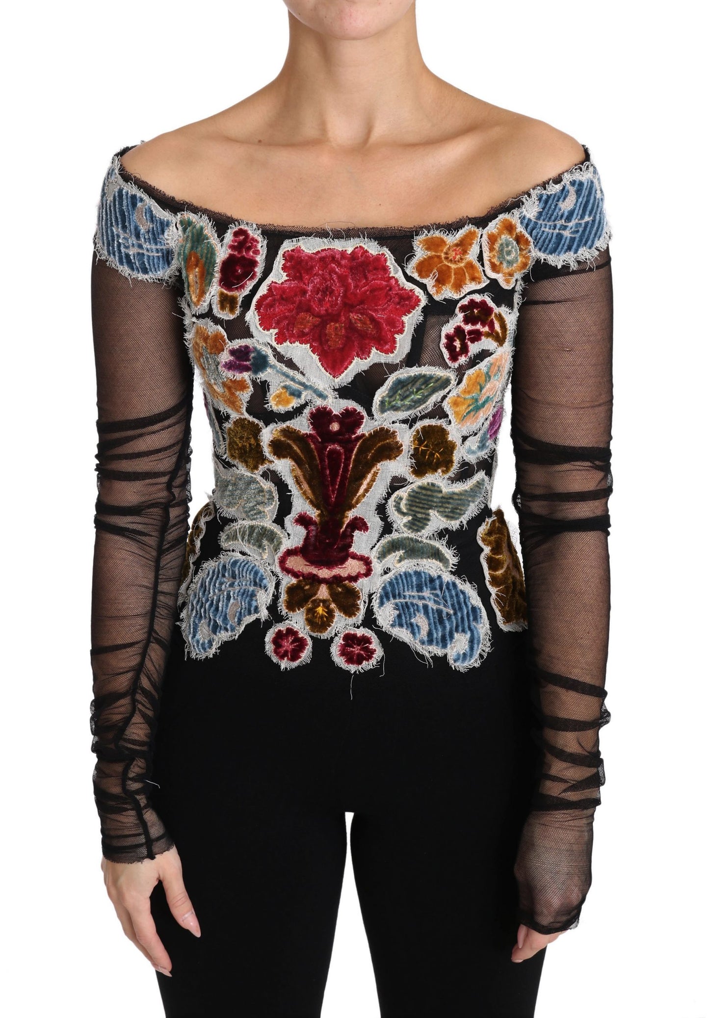 Dolce &amp; Gabbana Elegant long-sleeved top with floral appliqués