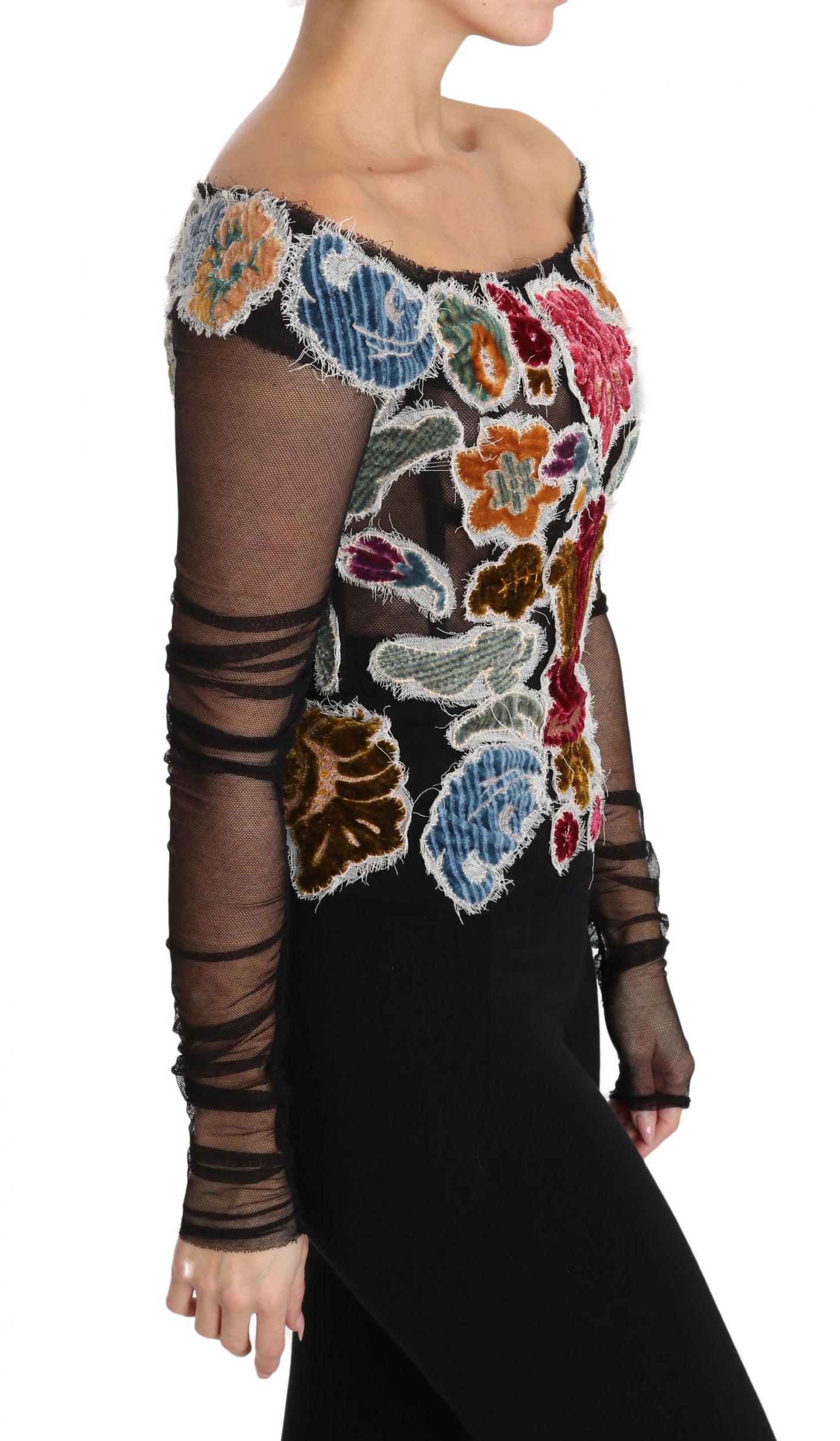 Dolce &amp; Gabbana Elegant long-sleeved top with floral appliqués