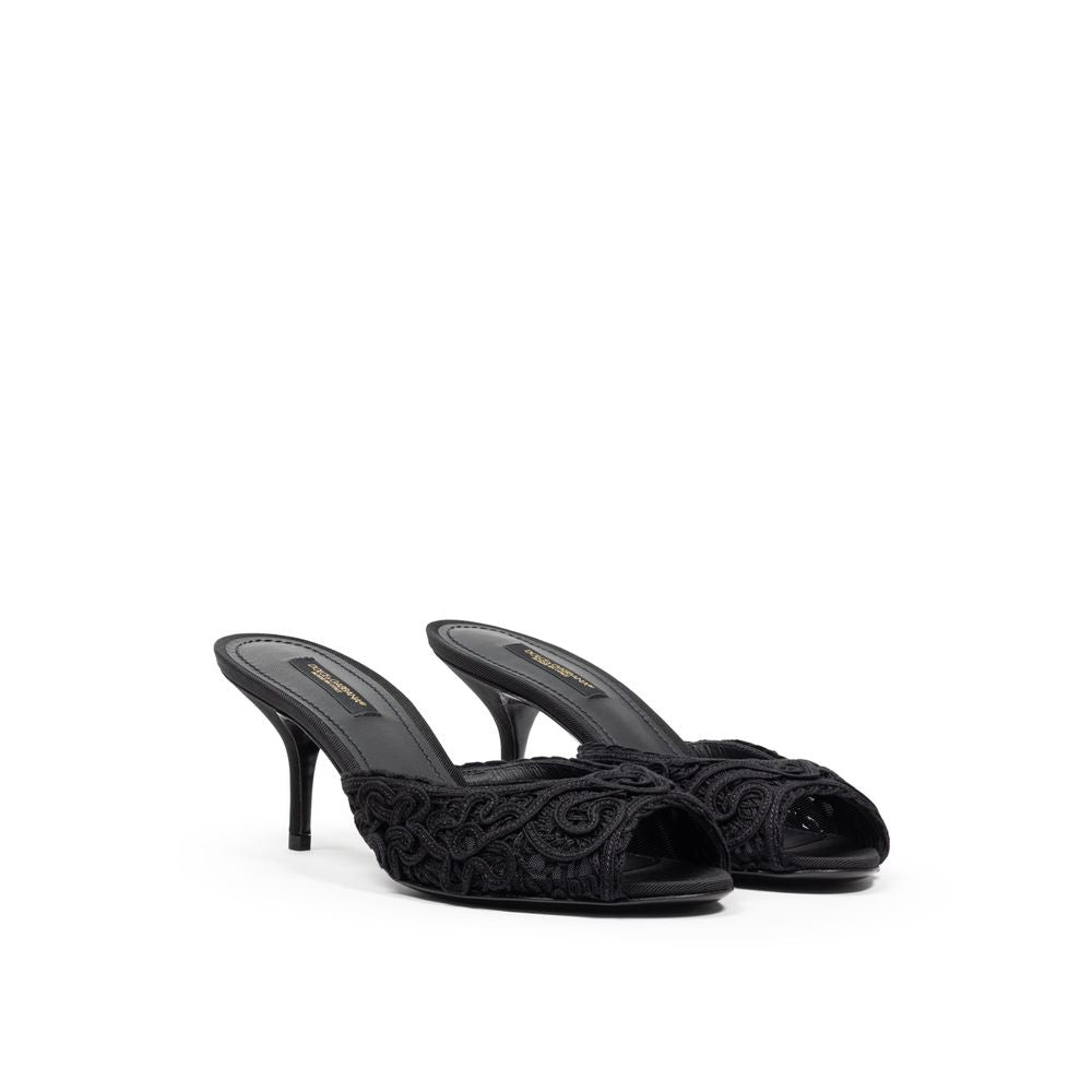 Dolce &amp; Gabbana Black Cotton Sandal