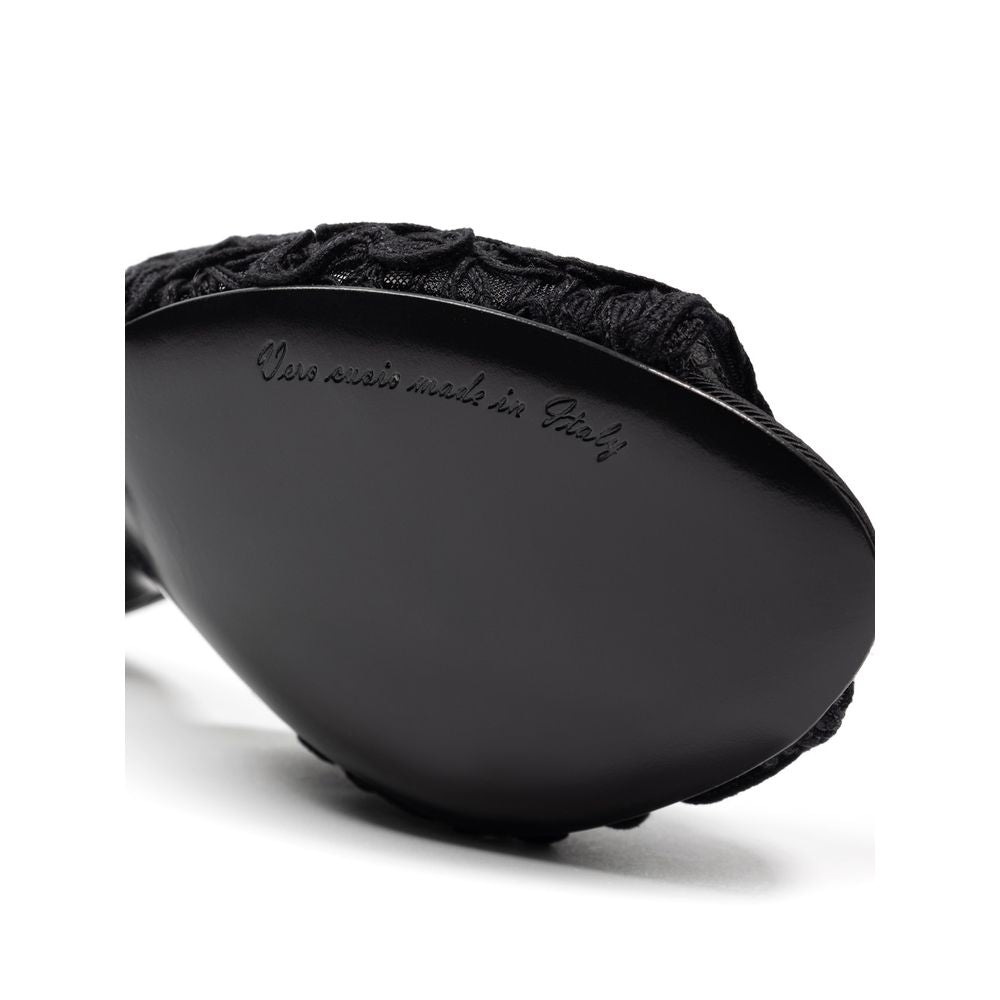 Dolce &amp; Gabbana Black Cotton Sandal