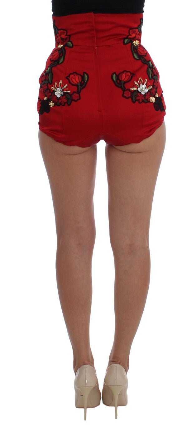 Dolce &amp; Gabbana Gorgeous red shorts with silk embroidery