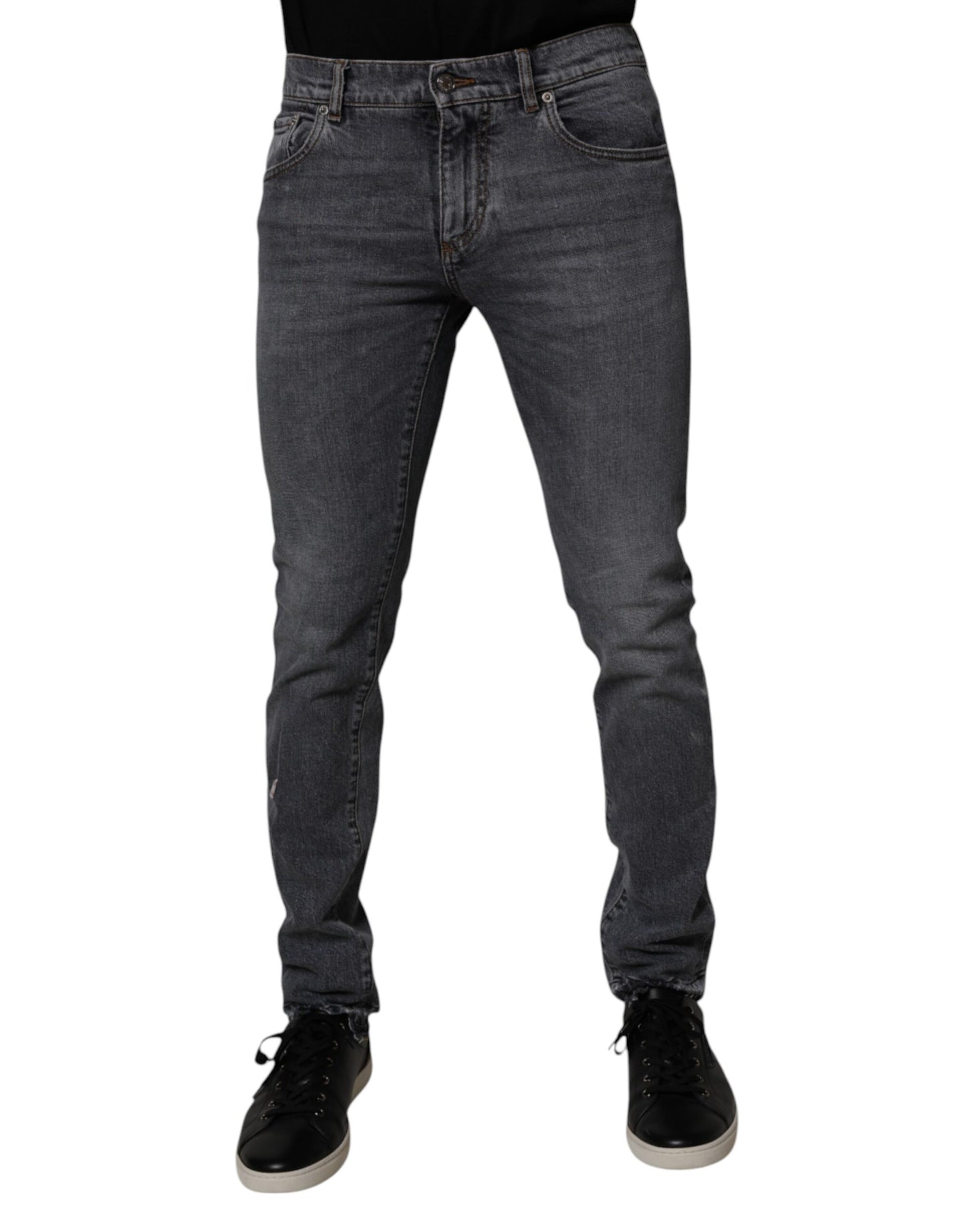 Dolce & Gabbana Dark Gray Cotton Stretch Skinny Denim Jeans