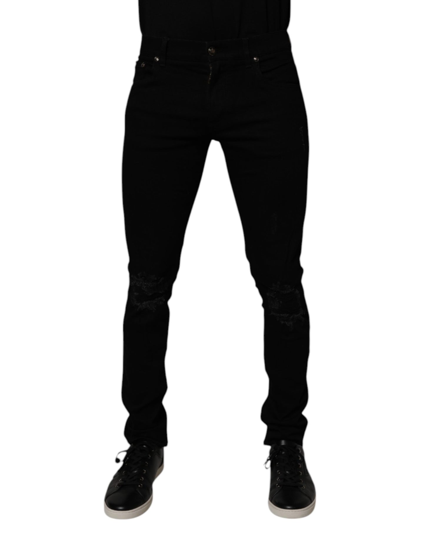 Dolce & Gabbana Black Cotton Stretch Skinny Men Denim Jeans