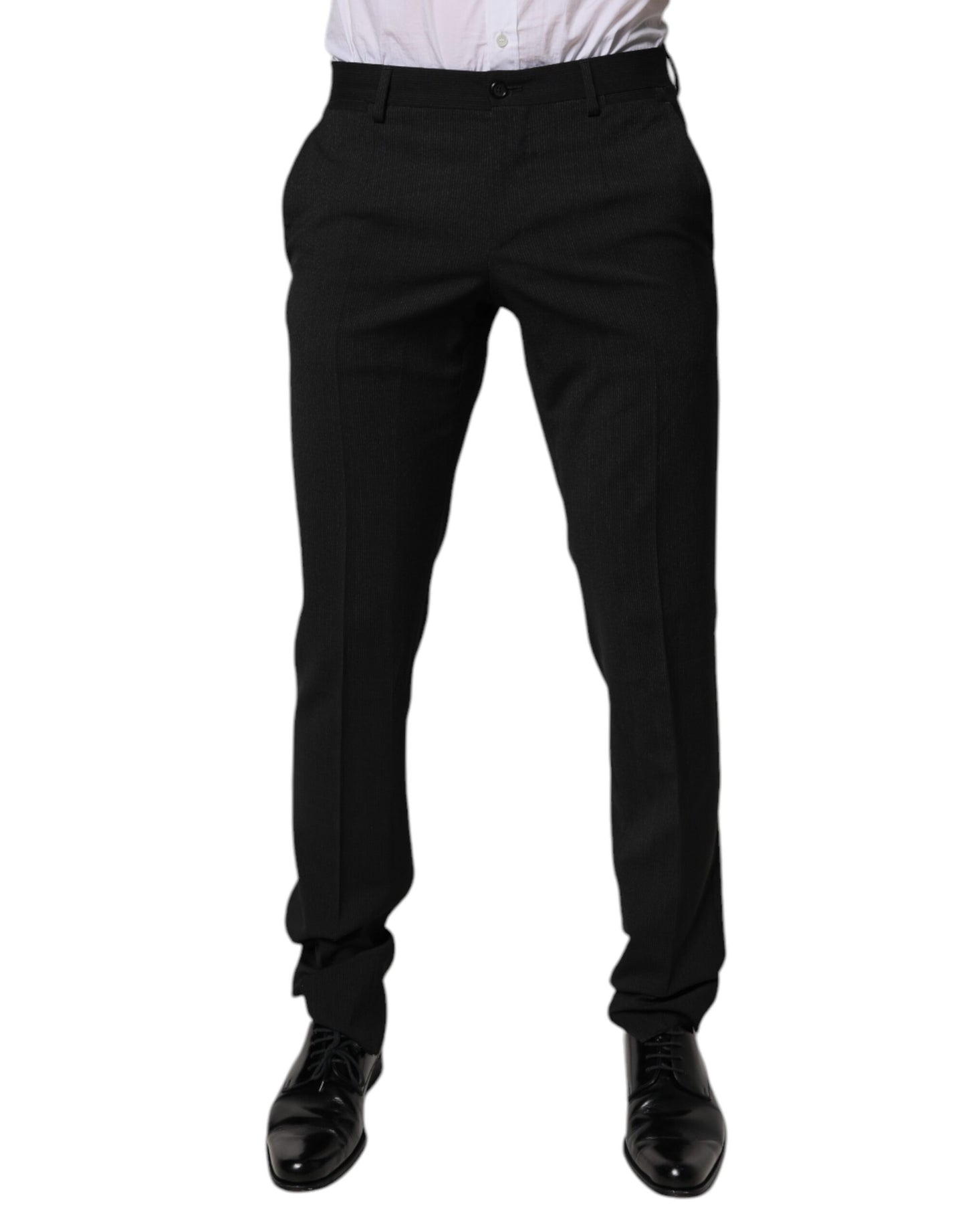 Dolce & Gabbana Black Polyester Tapered Formal Men Dress Pants
