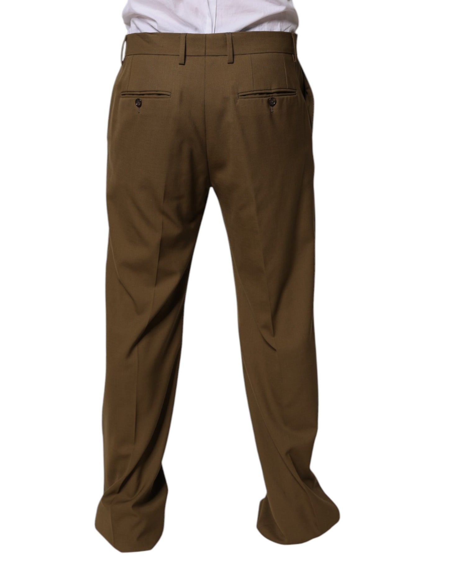 Dolce & Gabbana Brown Wool Straight Formal Dress Pants
