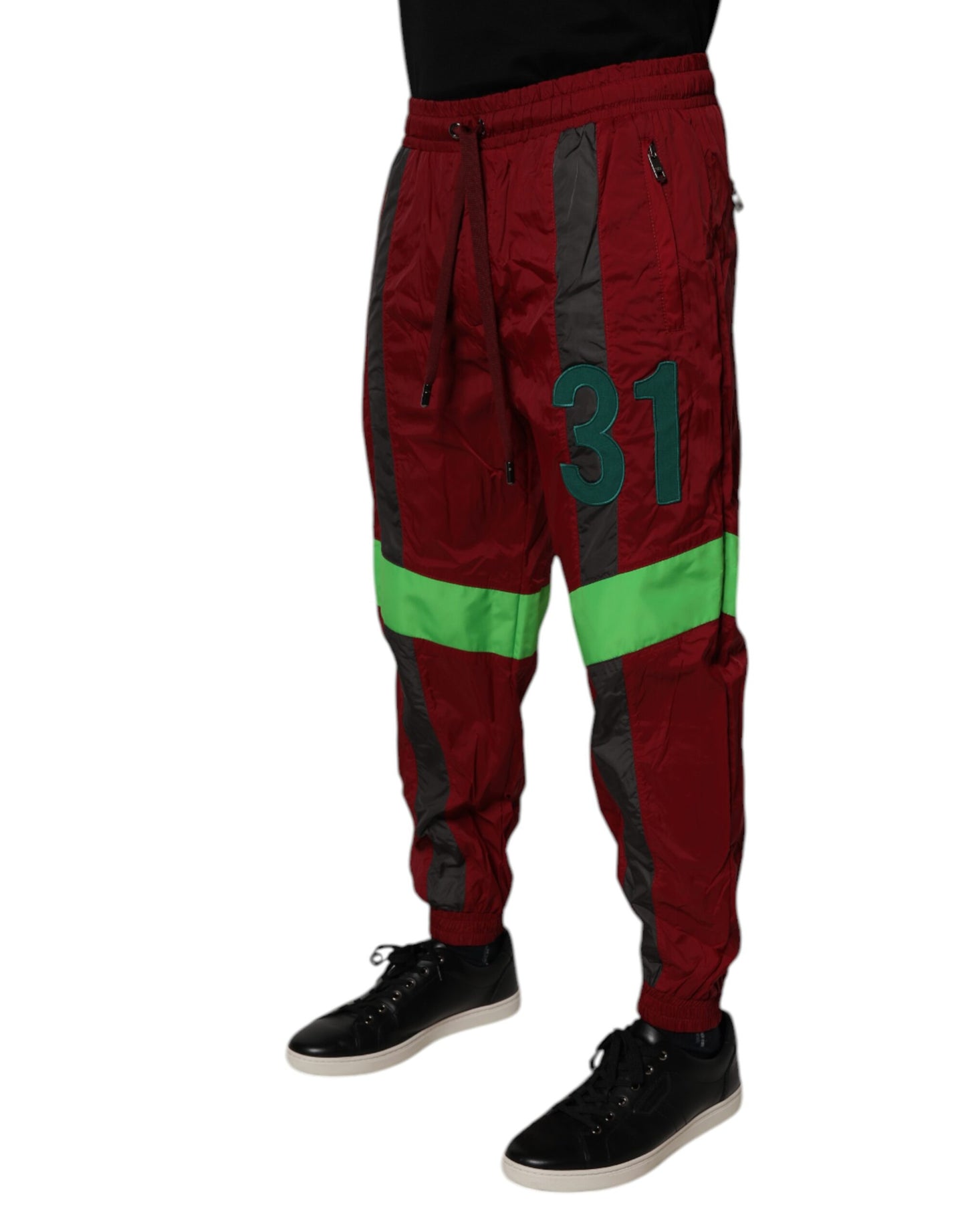 Dolce & Gabbana Maroon Nylon Men Jogger Sweatpants Pants