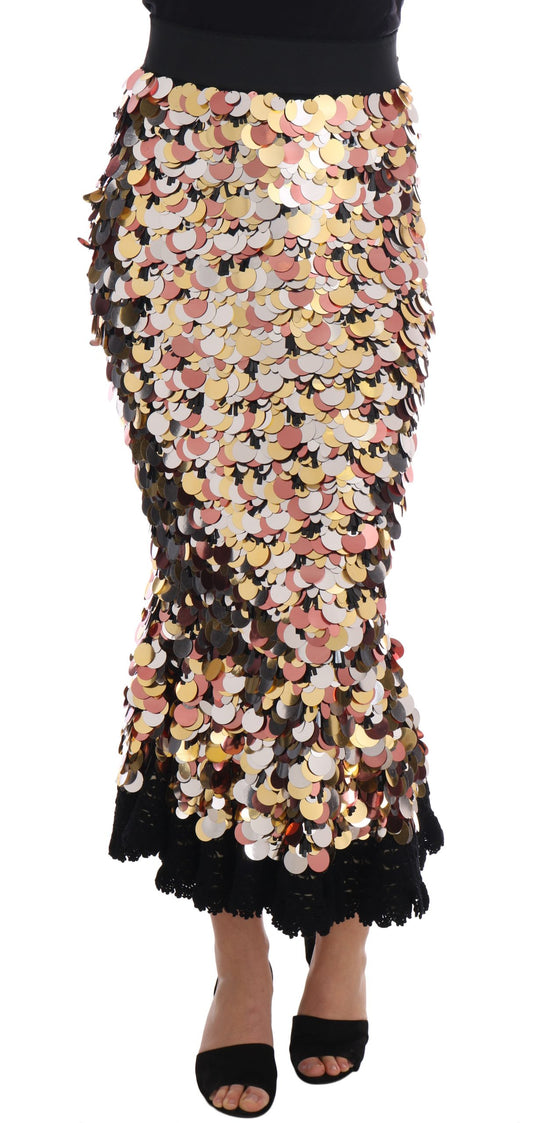 Dolce &amp; Gabbana sequined high-waist pencil skirt