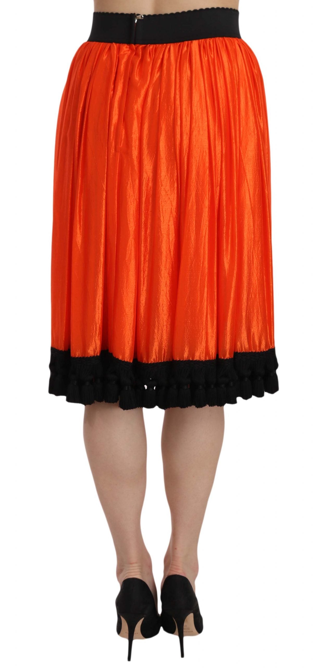 Dolce &amp; Gabbana knee-length high-waisted skirt in black and orange