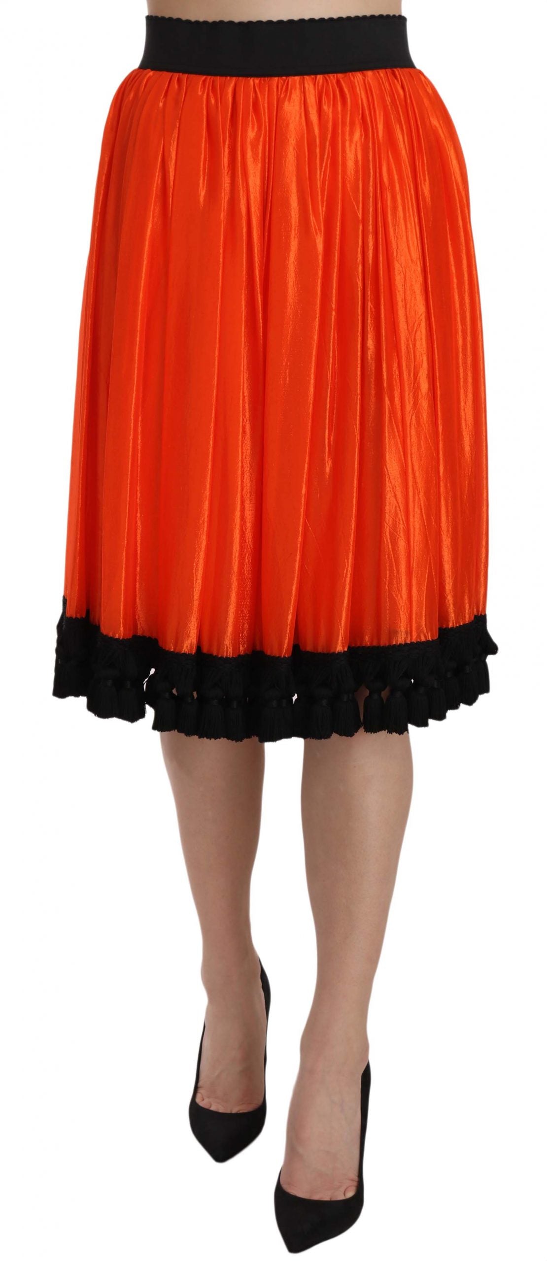 Dolce &amp; Gabbana knee-length high-waisted skirt in black and orange