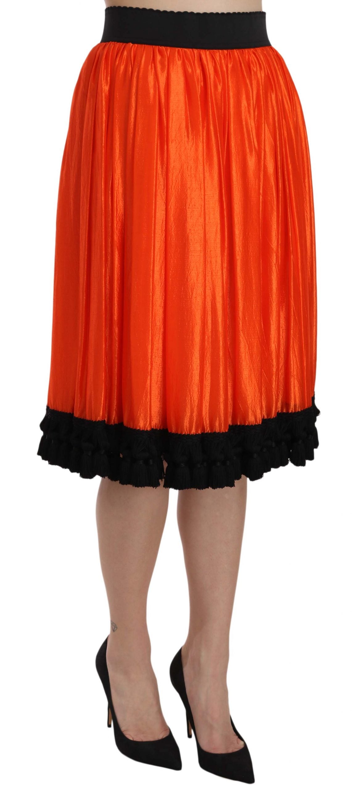 Dolce &amp; Gabbana knee-length high-waisted skirt in black and orange