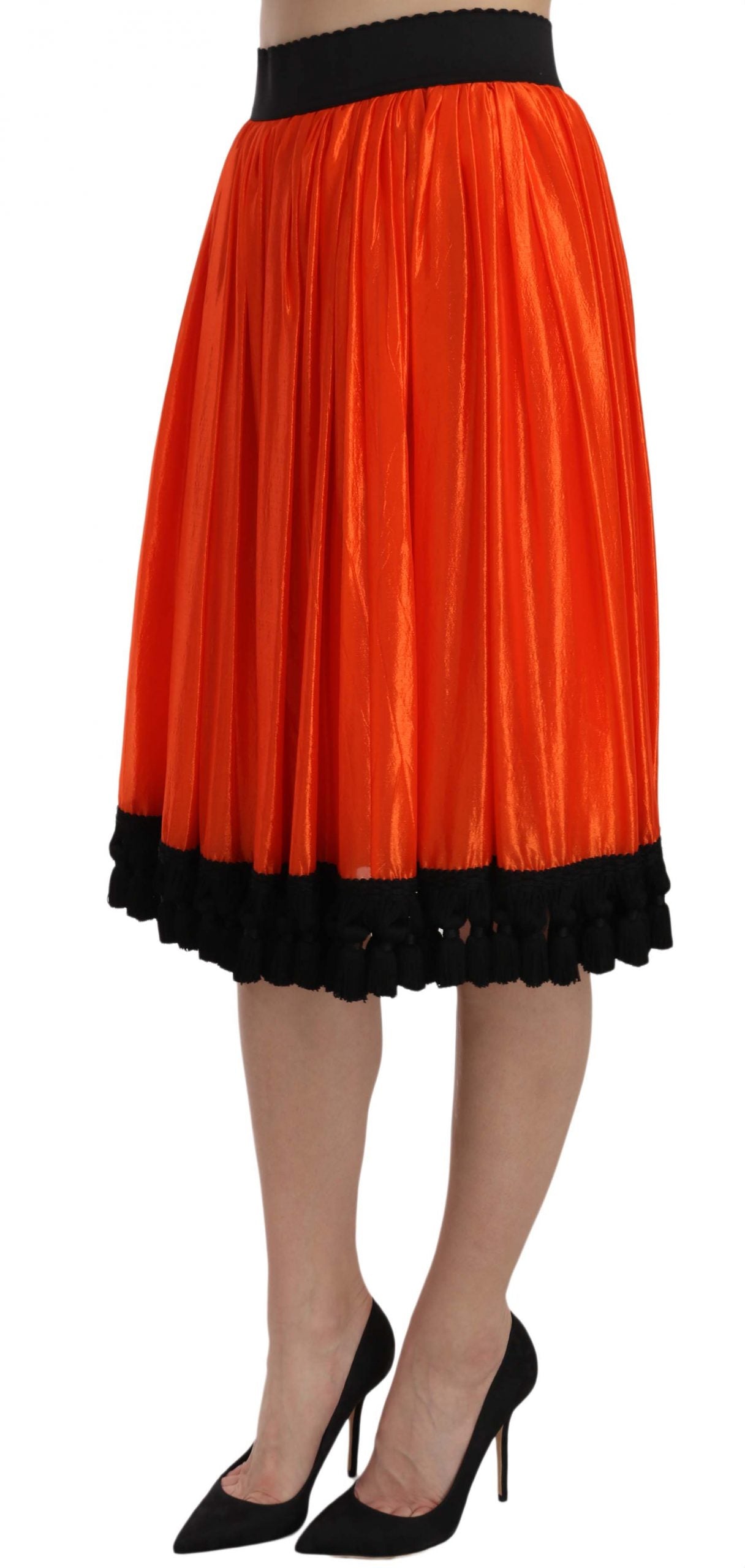 Dolce &amp; Gabbana knee-length high-waisted skirt in black and orange