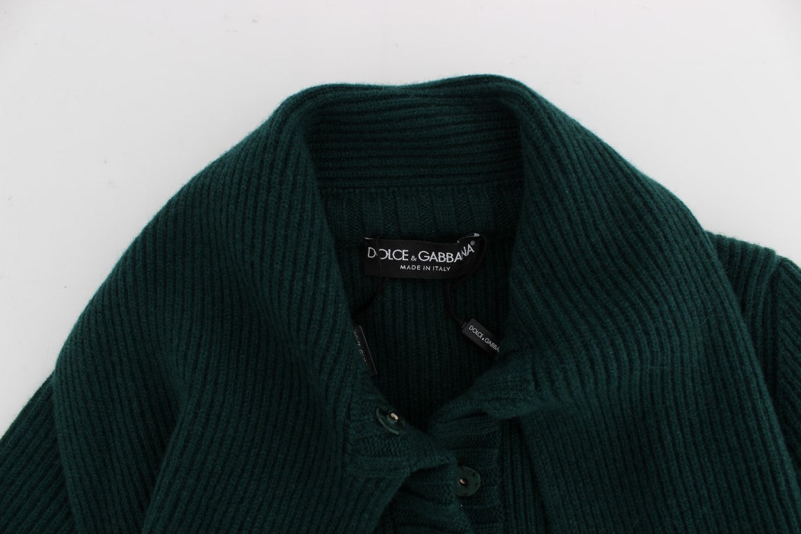 Dolce & Gabbana Eleganter grüner Kaschmir-Kardigan-Pullover