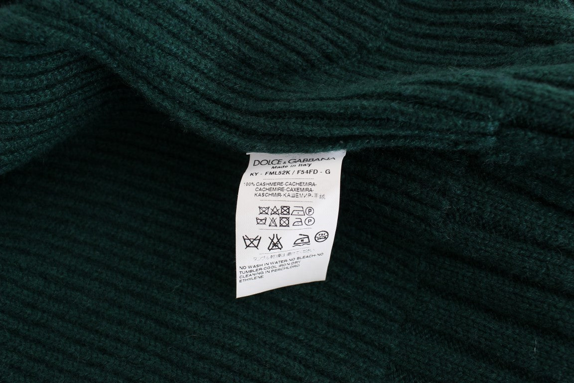 Dolce & Gabbana Eleganter grüner Kaschmir-Kardigan-Pullover