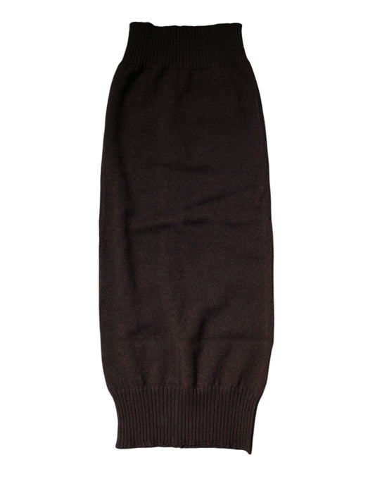 Dolce & Gabbana Brown Cashmere Knitted Neck Warmer Foulard Scarf