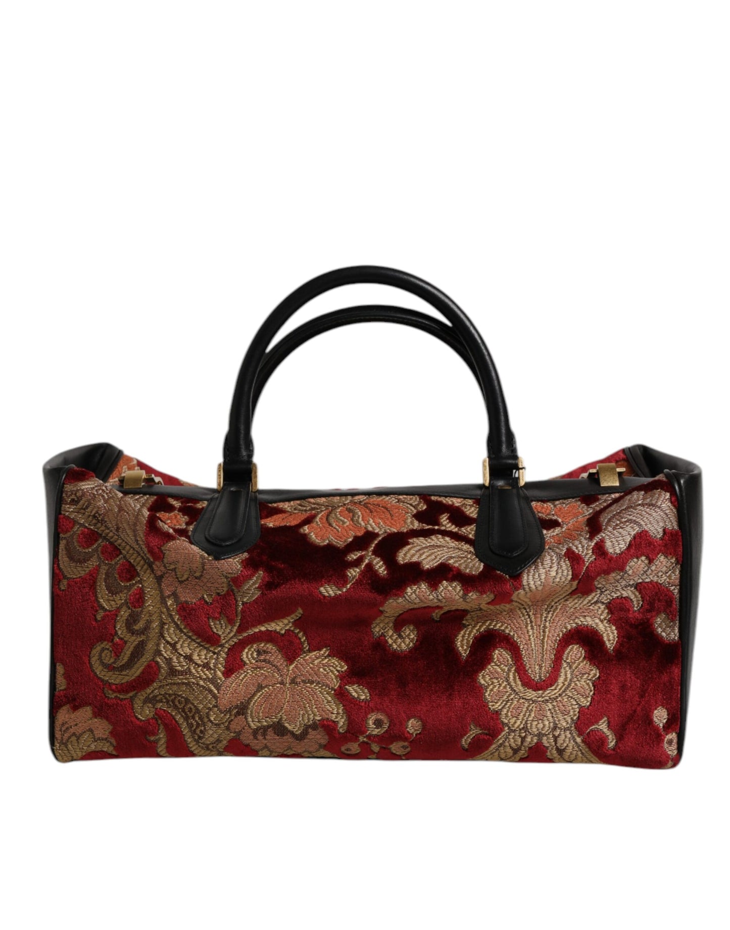 Dolce & Gabbana Multicolor Leather Brocade Velvet Travel Duffle Tote Bag