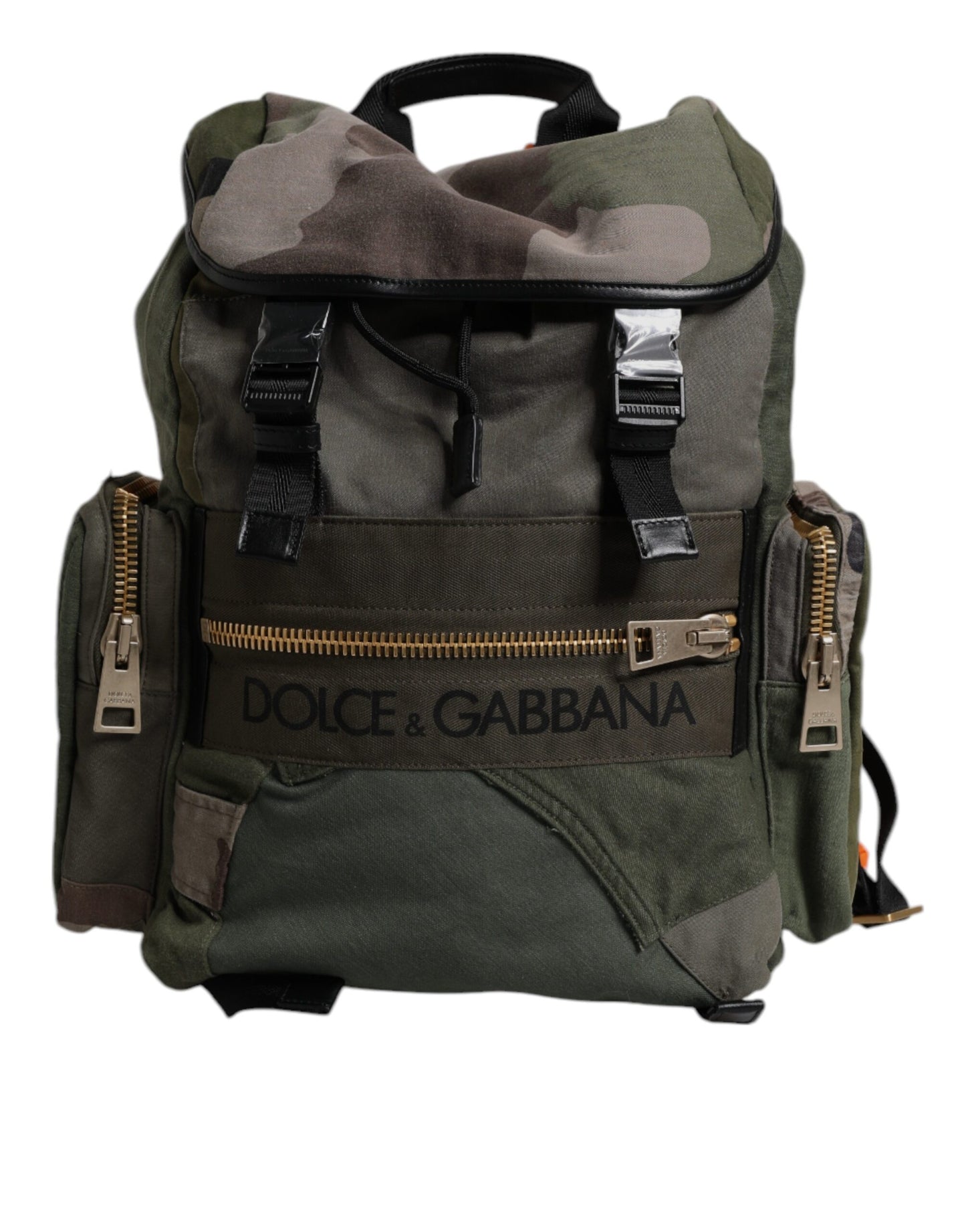 Dolce & Gabbana Military Green Patchwork Travel Backpack Bag