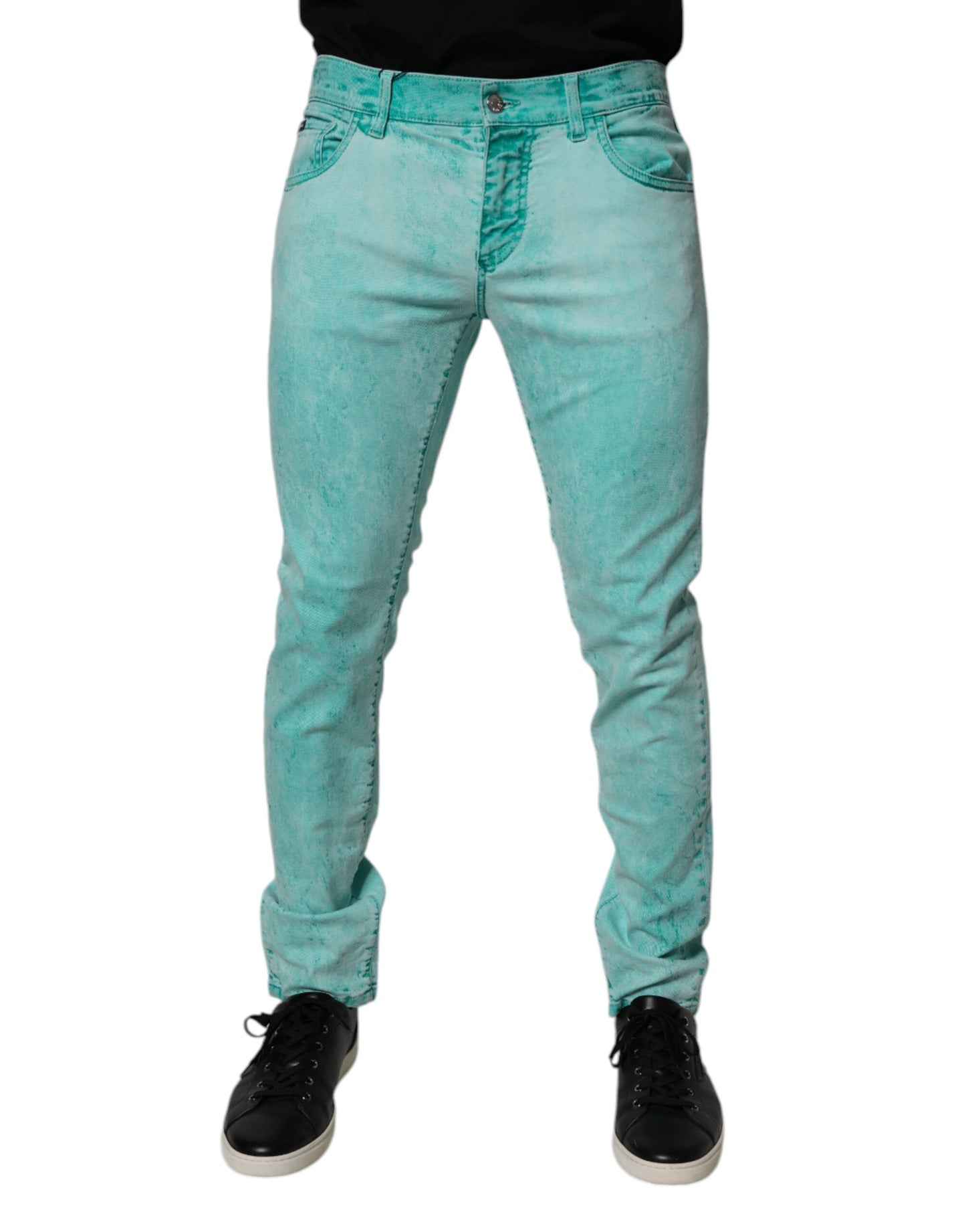 Dolce & Gabbana Green Tie Dye Cotton Skinny Men Denim Jeans
