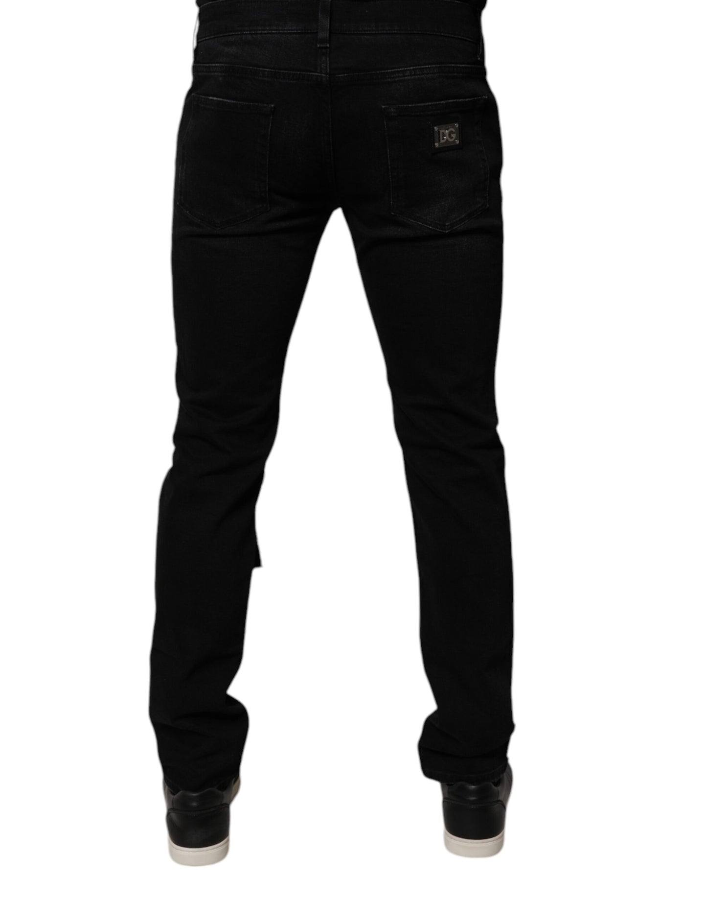 Dolce & Gabbana Black Ripped Cotton Skinny Men Denim Jeans