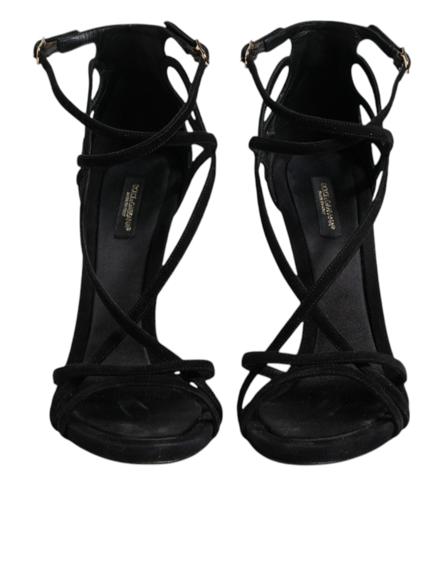 Dolce & Gabbana Black Leather Stiletto Heels Sandals Shoes