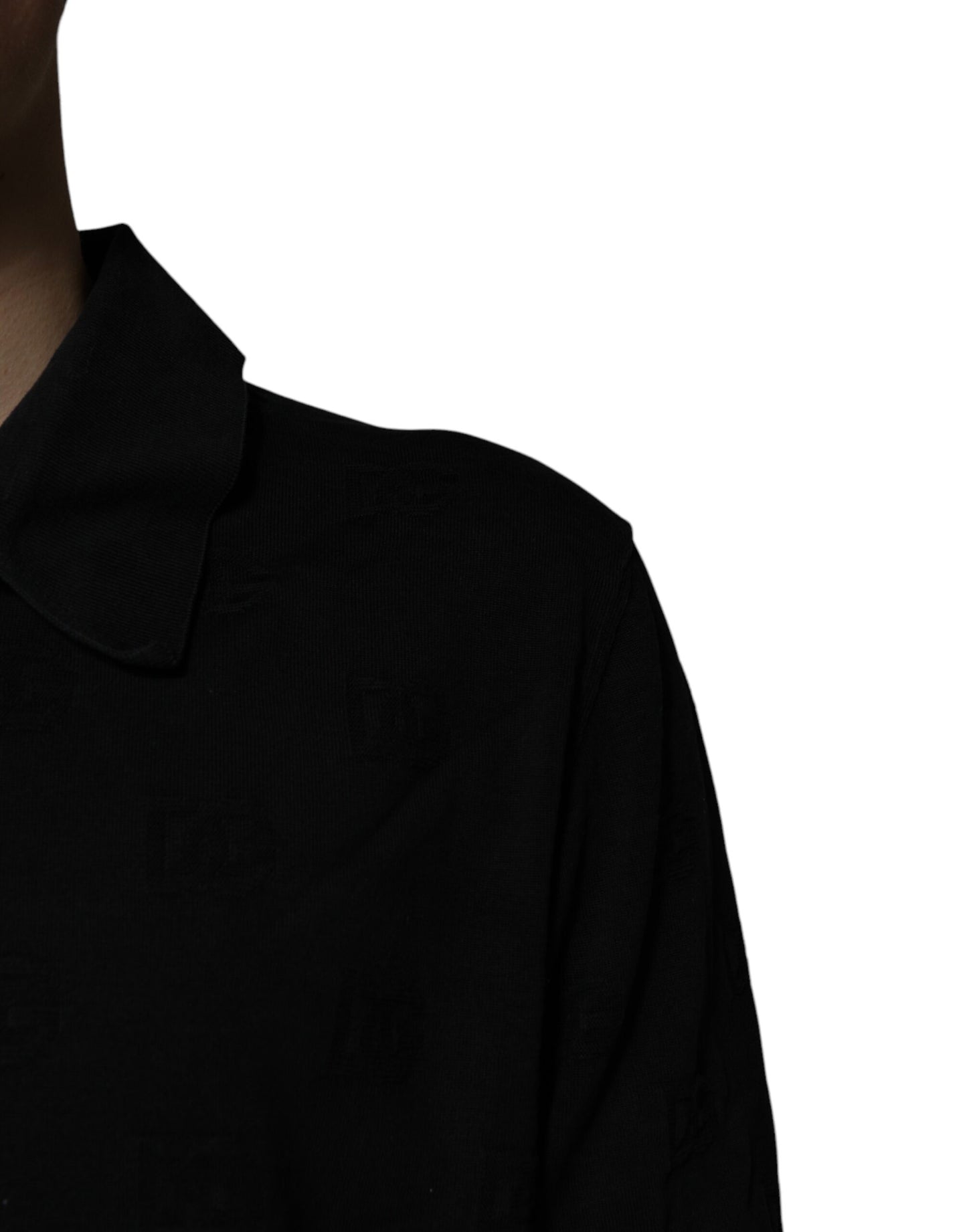 Dolce & Gabbana Black Silk Collared Polo T-shirt
