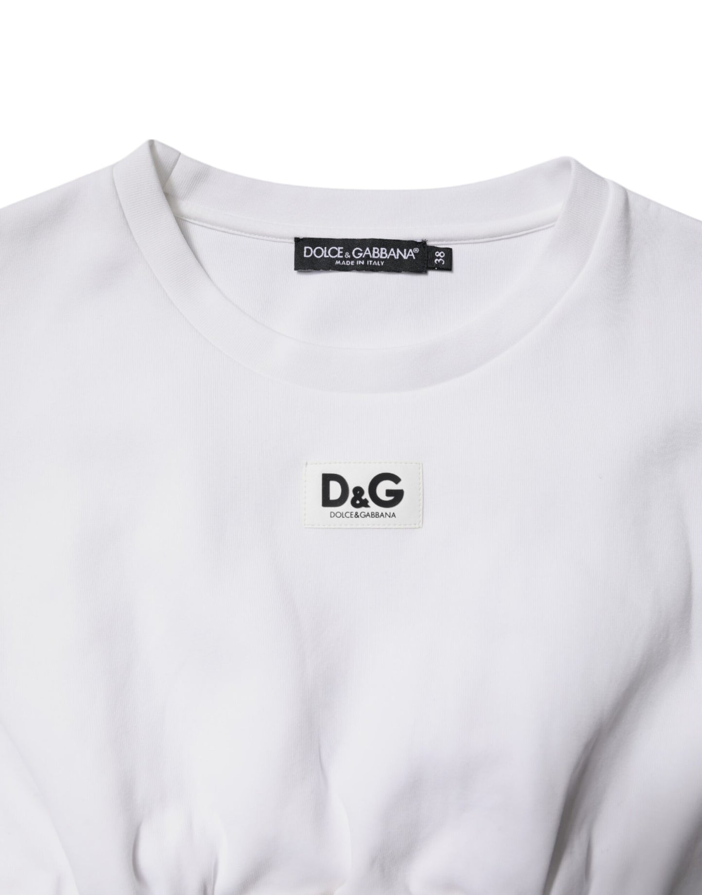 Dolce & Gabbana White Cotton Blend 3/4 Sleeves Blouse Top