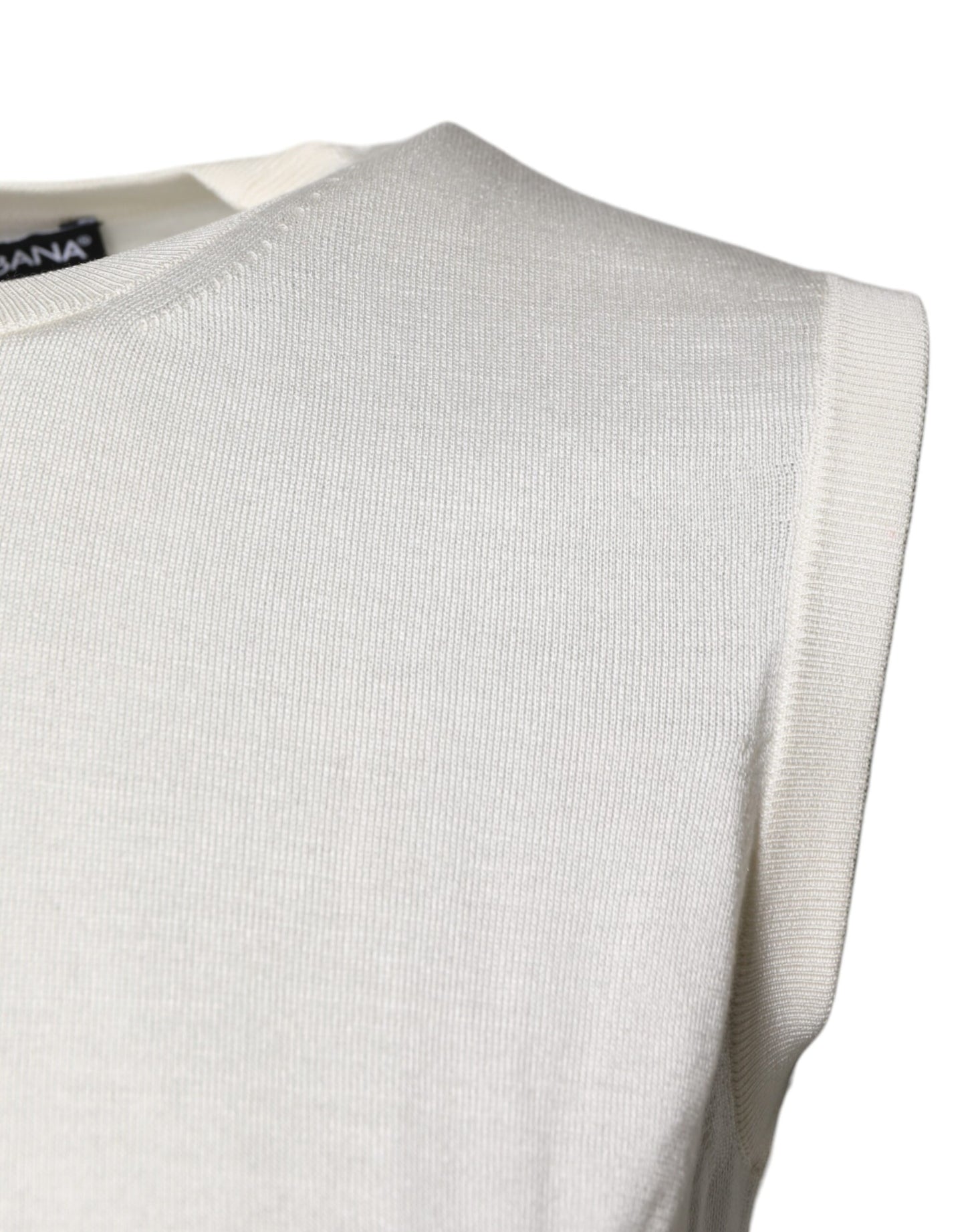 Dolce & Gabbana Cream Sleeveless Silk Round Neck Tank Top