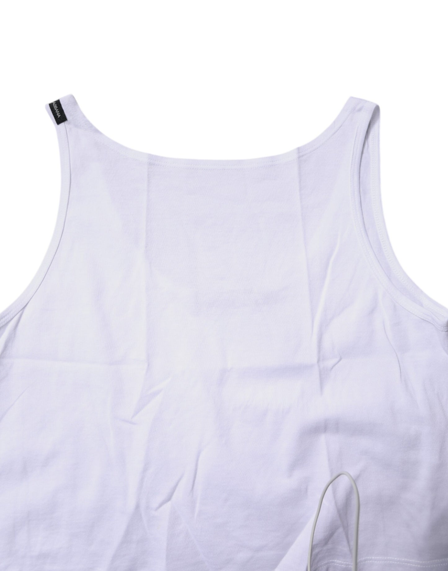 Dolce & Gabbana White Cotton Sleeveless Round Neck Tank Top
