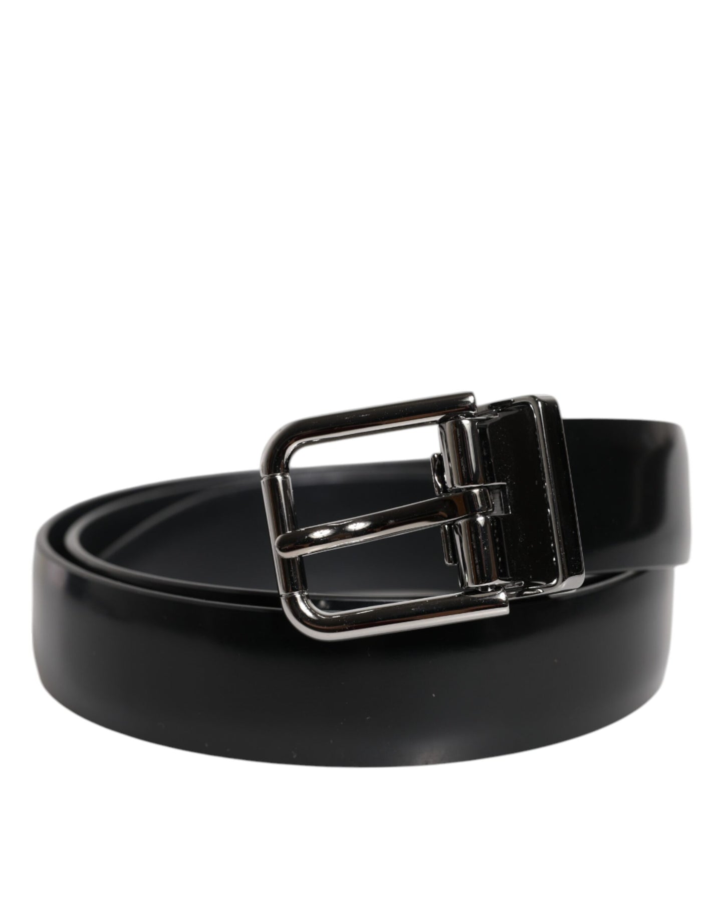 Dolce & Gabbana Black Solid Leather Classic Waist Buckle Belt