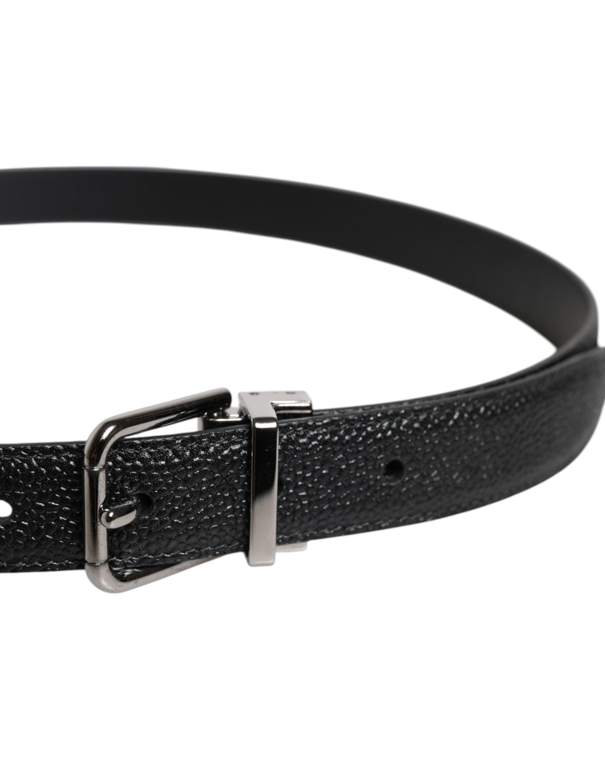 Dolce & Gabbana Black Calf Leather Classic Metal Buckle Belt