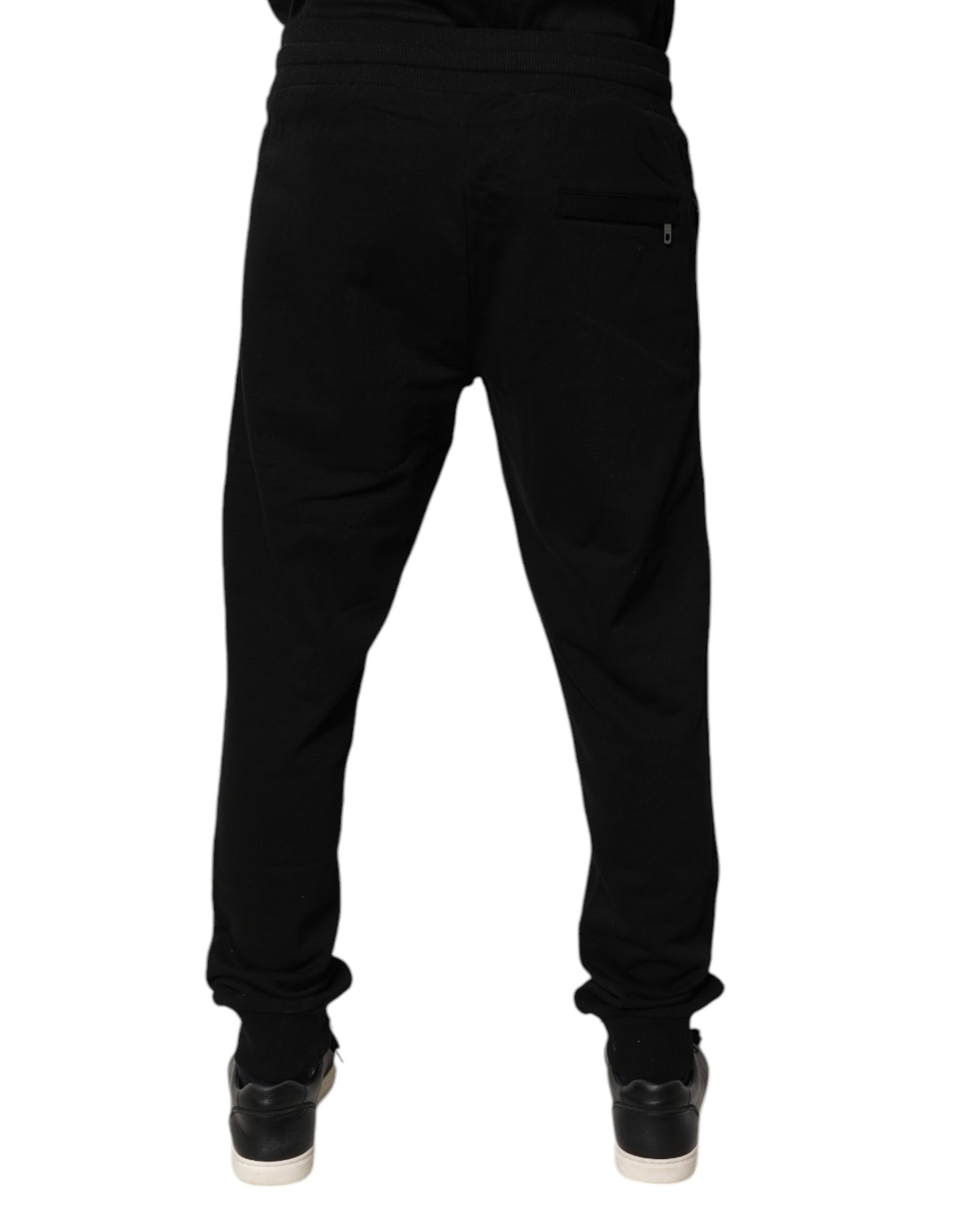 Dolce & Gabbana Black Cotton Mid Waist Jogger Sweatpants Pants