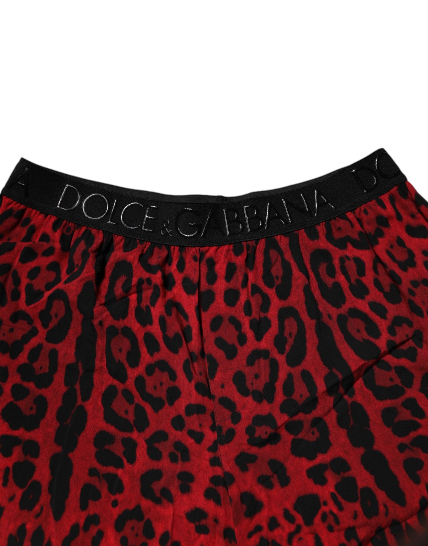 Dolce & Gabbana Red Leopard Print Viscose Bermuda Shorts