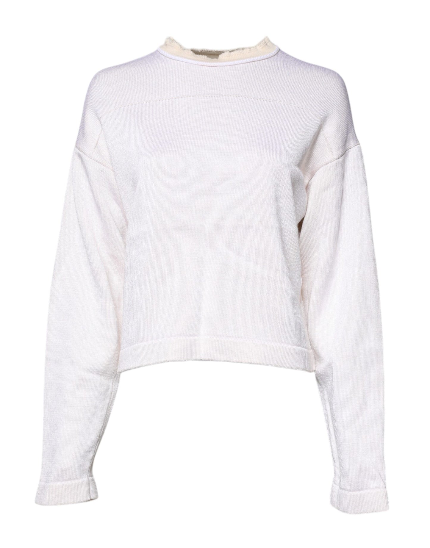 Jil Sander White Viscose Crew Neck Long Sleeves Pullover Sweater