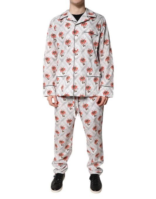 Dolce & Gabbana Multicolor Floral Print Cotton Pajama Set Sleepwear