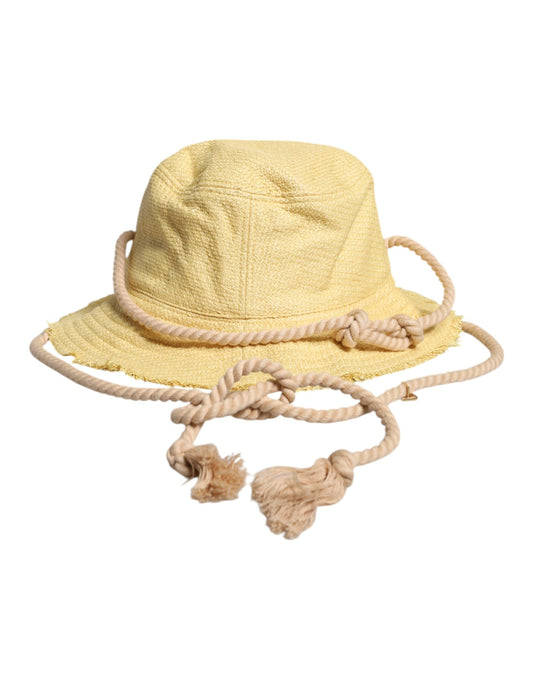 Dolce & Gabbana Yellow Cotton Wide Brim Bucket