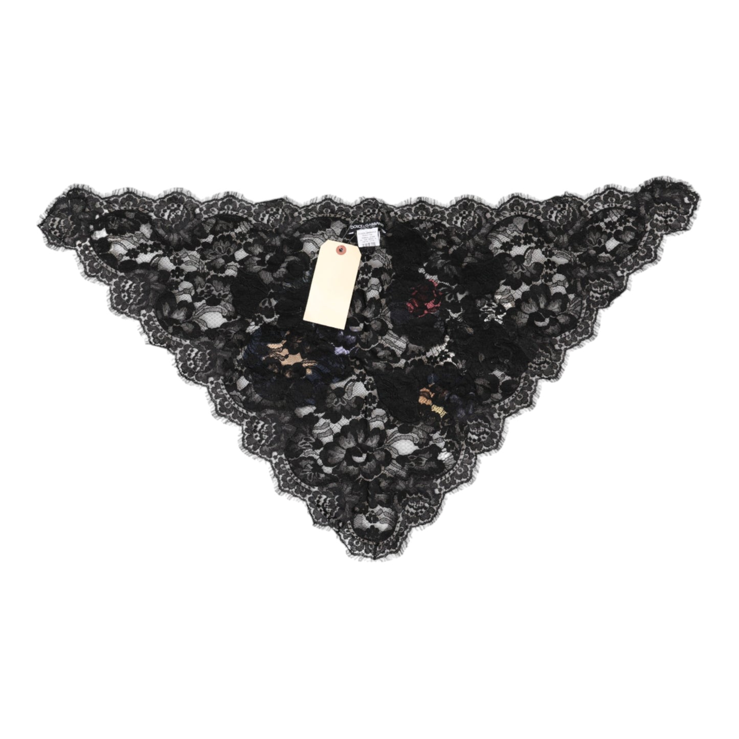 Dolce & Gabbana Black Lace Floral Applique Cotton Veil Hat