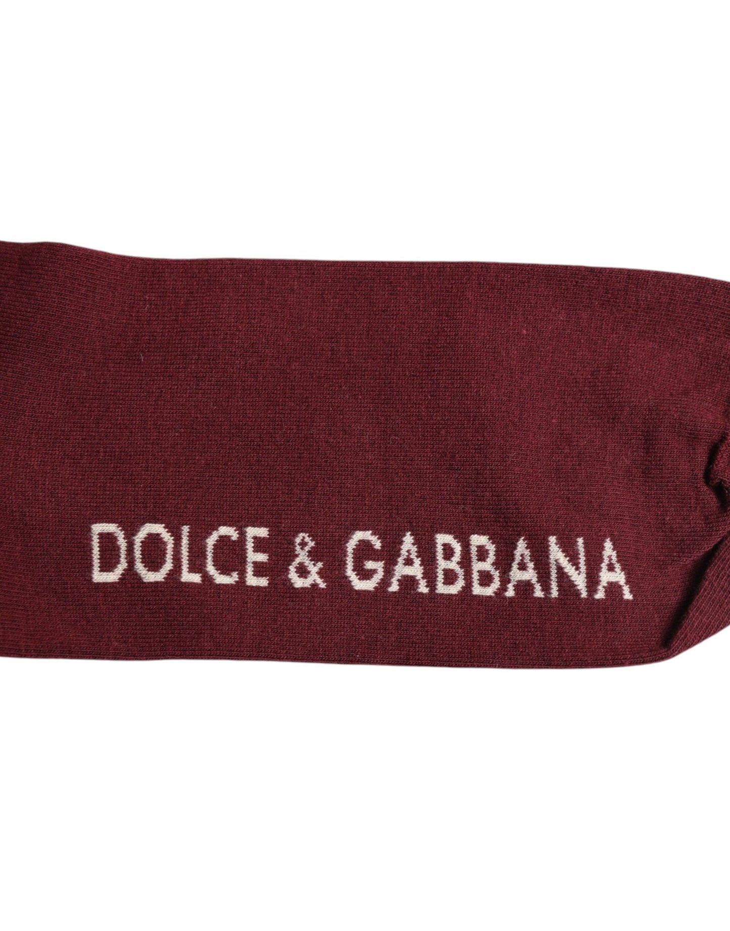 Dolce & Gabbana Burgundy Stretch Logo Print Mid Calf Socks