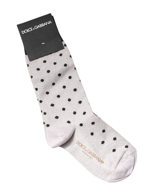 Dolce & Gabbana Gray Viscose Stretch Dotted Socks