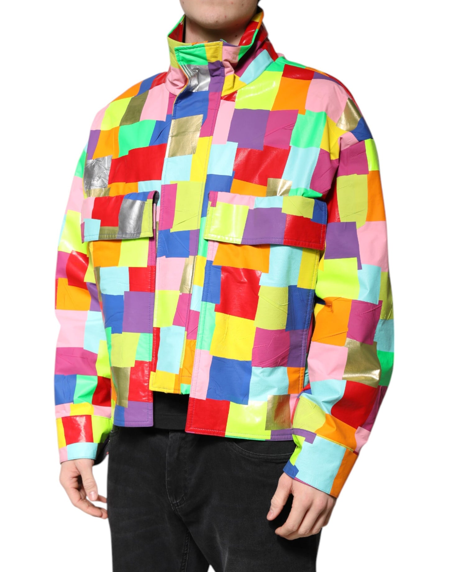 Dolce & Gabbana Multicolor Cotton Full Zip Men Biker Jacket