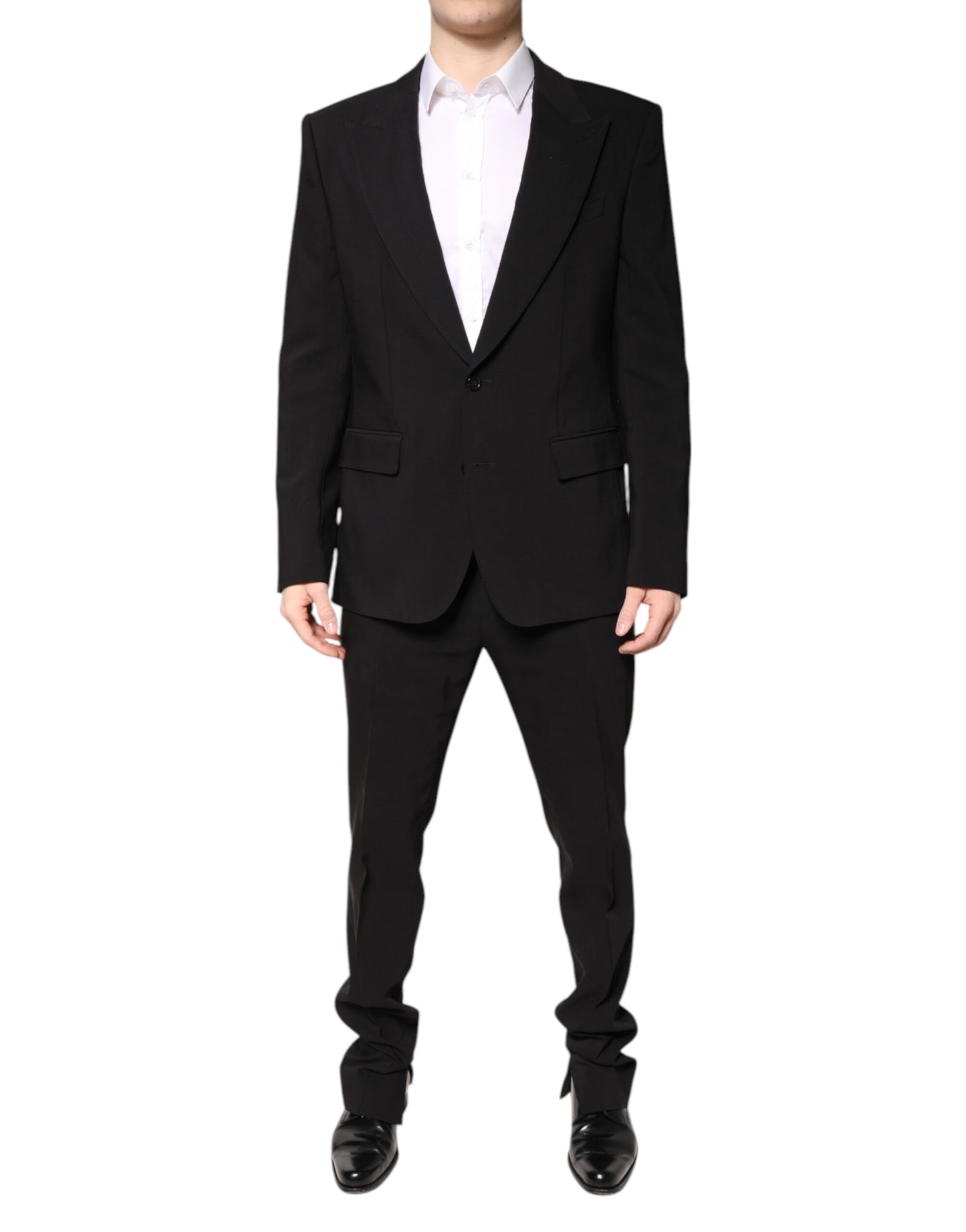 Dolce & Gabbana Black Cotton Single Breasted 2 Piece Suit