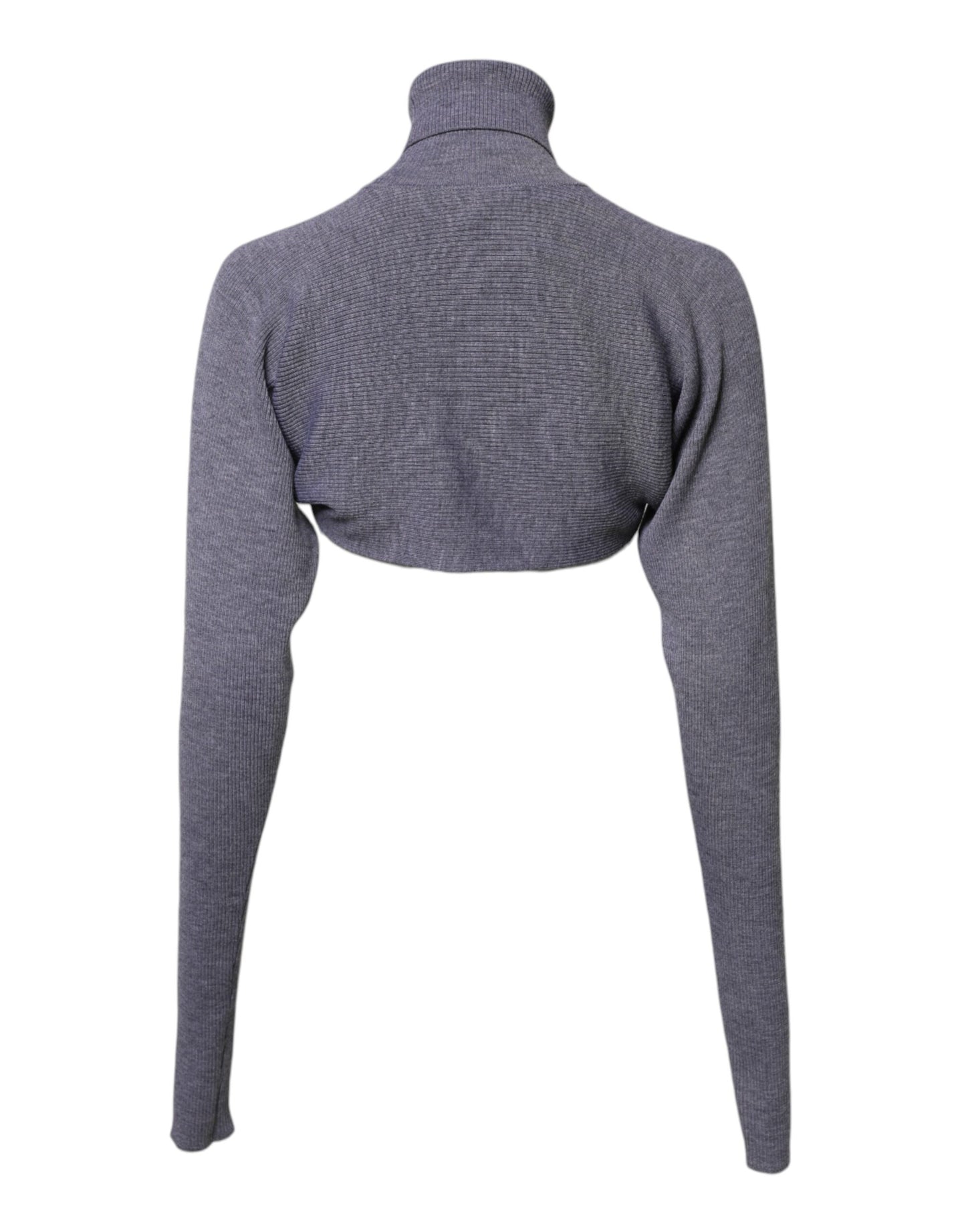 Dolce & Gabbana Gray Wool Knit Turtleneck Cropped Top Sweater