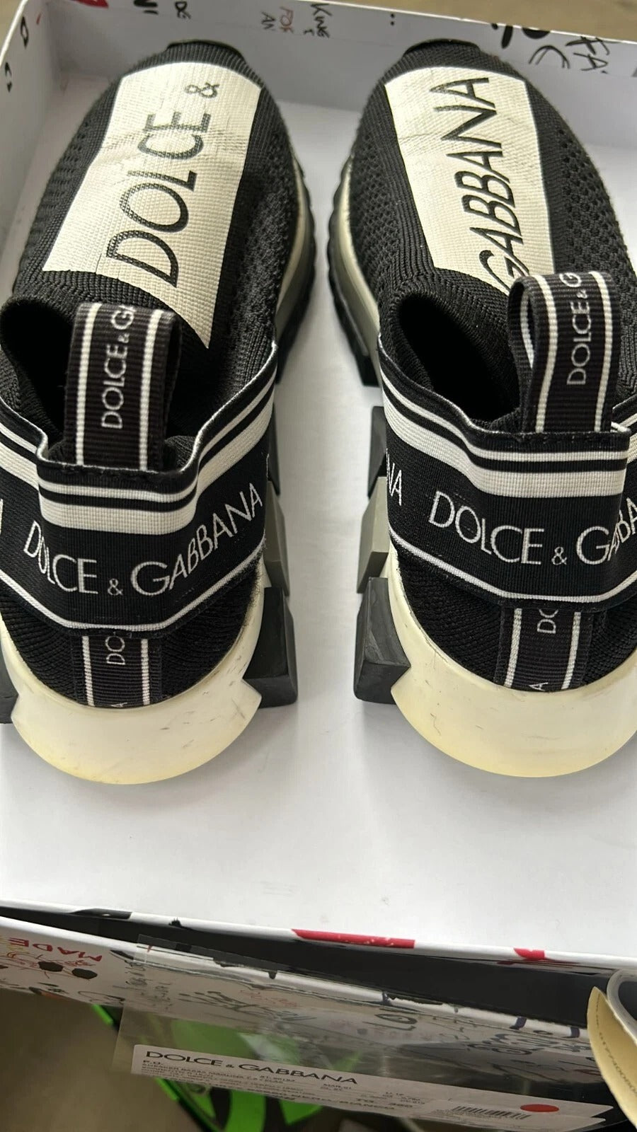 Dolce & Gabbana Black White Slip On Sorrento Sneakers Shoes