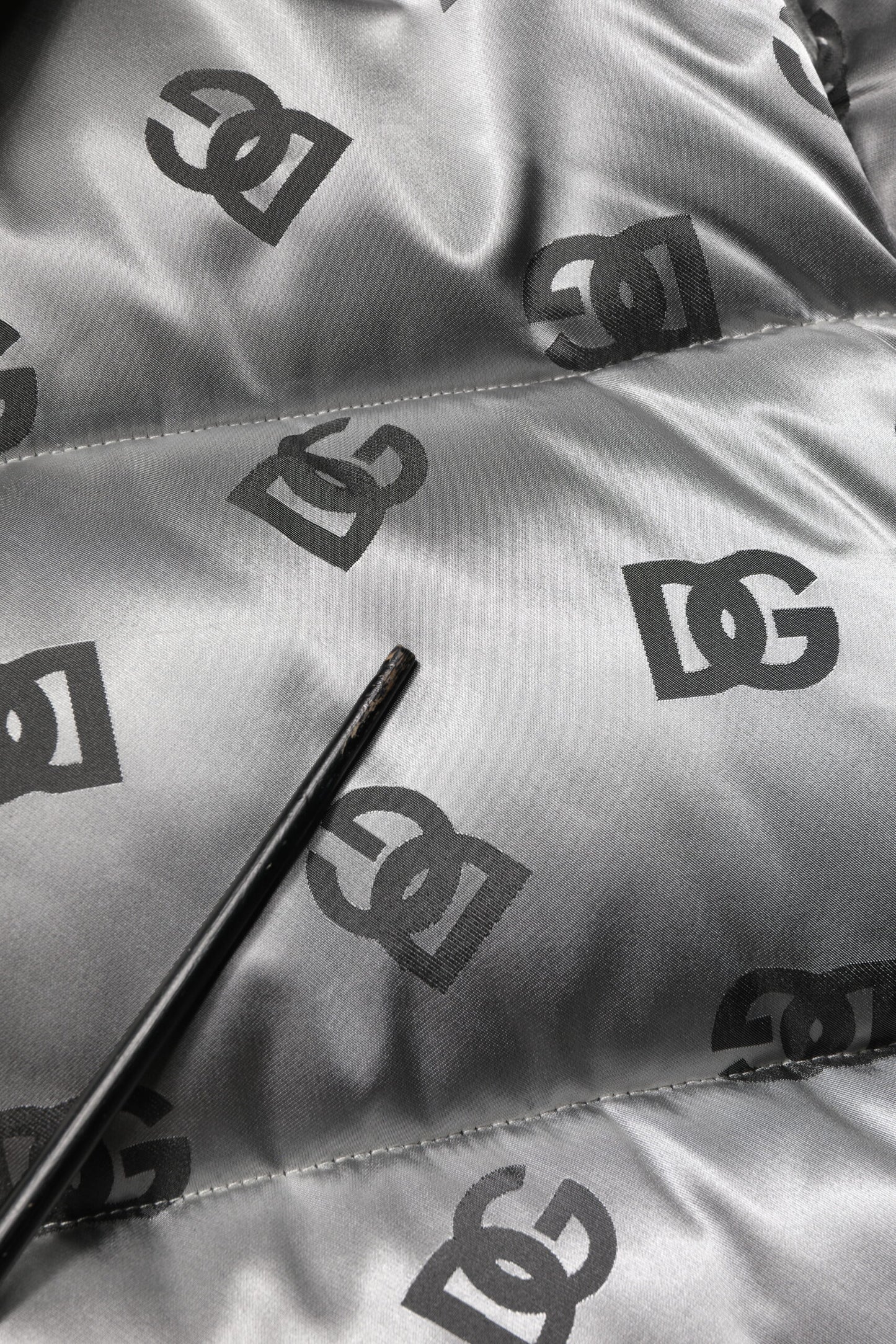 Dolce & Gabbana Silver Logo Full Zip Hooded Quilted Jacket