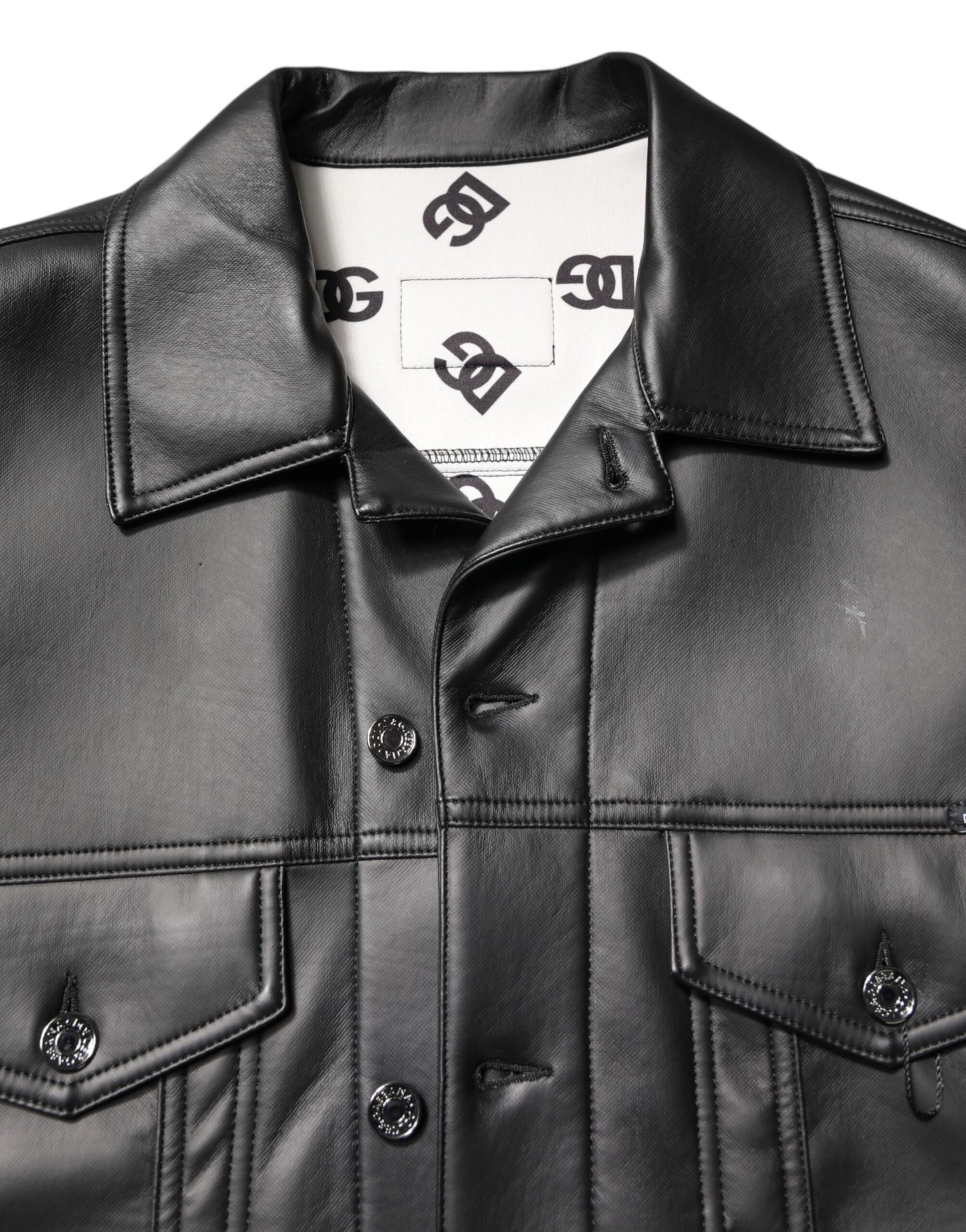 Dolce & Gabbana Black Polyester Button Down Biker Jacket