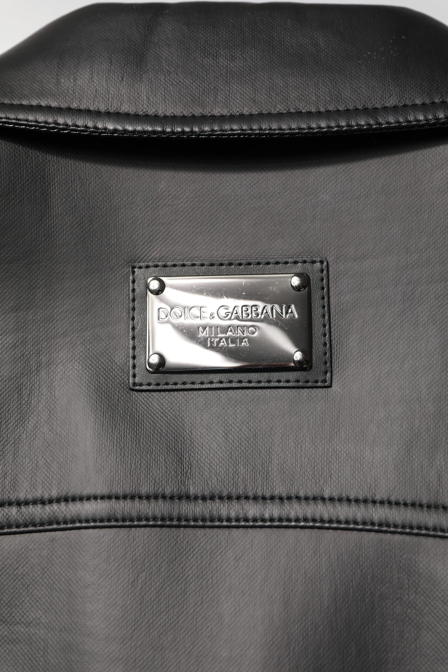 Dolce & Gabbana Black Polyester Button Down Biker Jacket