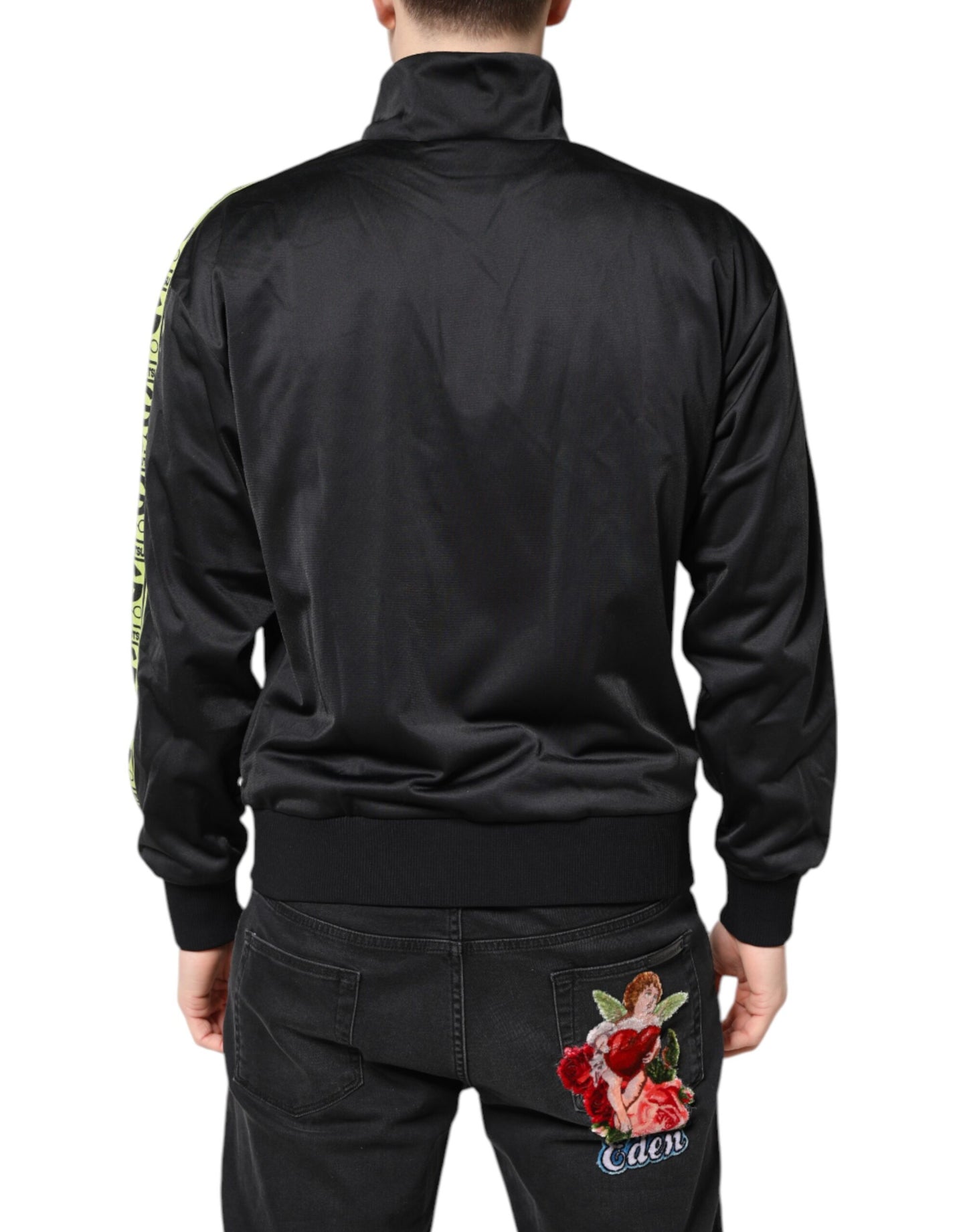 Dolce & Gabbana Black Logo Turtleneck Zip Bomber Jacket