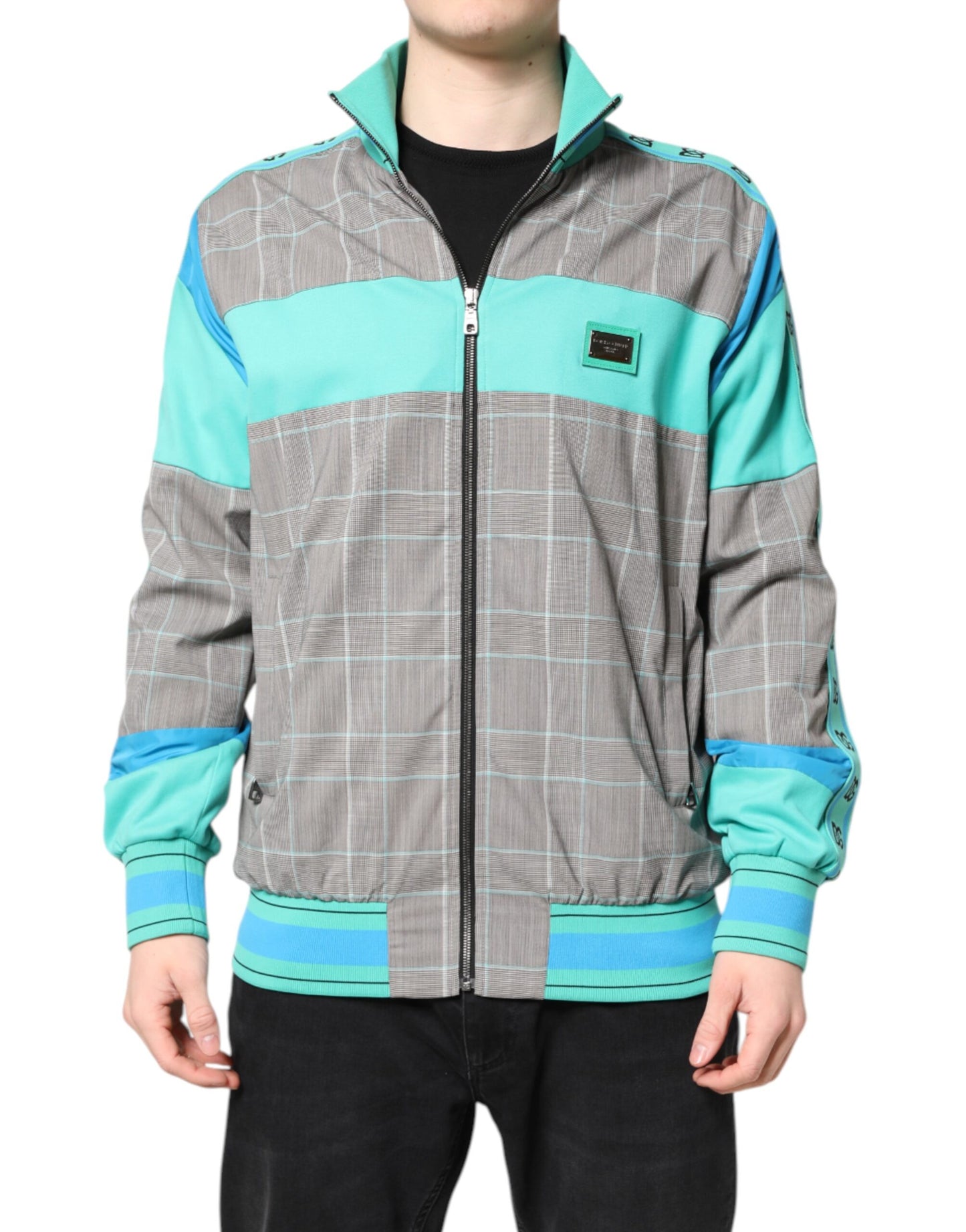 Dolce & Gabbana Multicolor Plaid Full Zip Windbreaker Jacket
