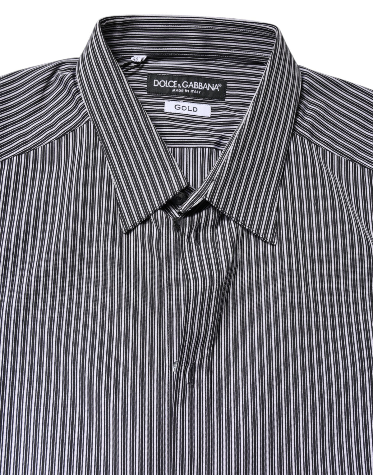 Dolce & Gabbana Black White Striped GOLD Formal Dress Shirt