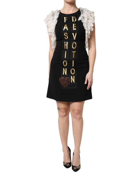 Dolce & Gabbana Black Fashion Devotion Embellish Mini Dress